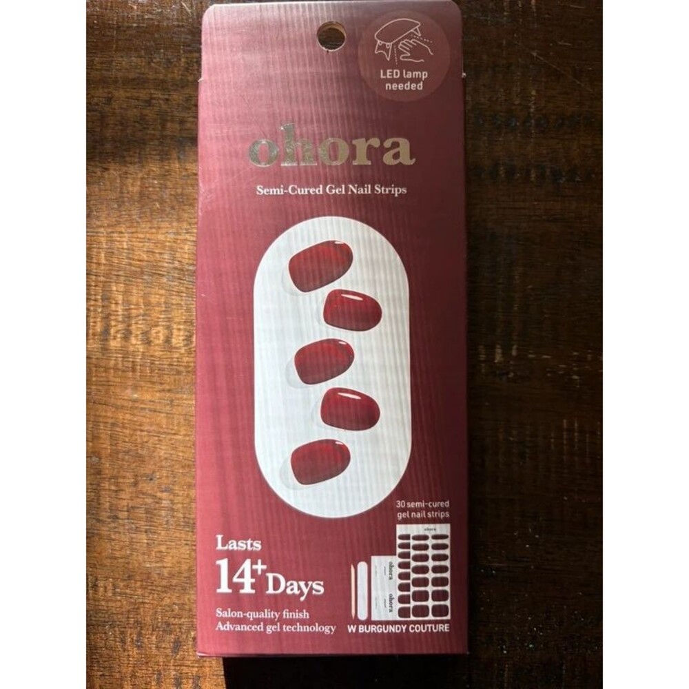 Ohora Semi Cured Gel Nail Strips Burgundy Couture
